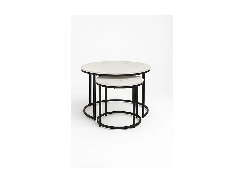 Mesas Auxiliares - Set 2 Mesas Centro Renty Negras - Mármol