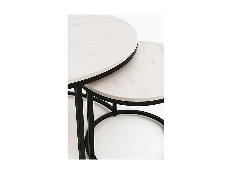 Mesas Auxiliares - Set 2 Mesas Centro Renty Negras - Mármol