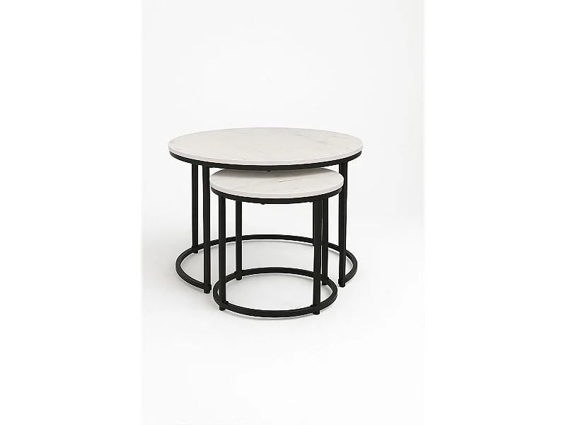 Mesas Auxiliares - Set 2 Mesas Centro Renty Negras - Mármol