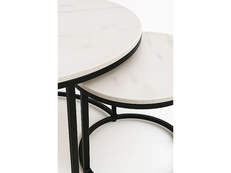 Mesas Auxiliares - Set 2 Mesas Centro Renty Negras - Mármol