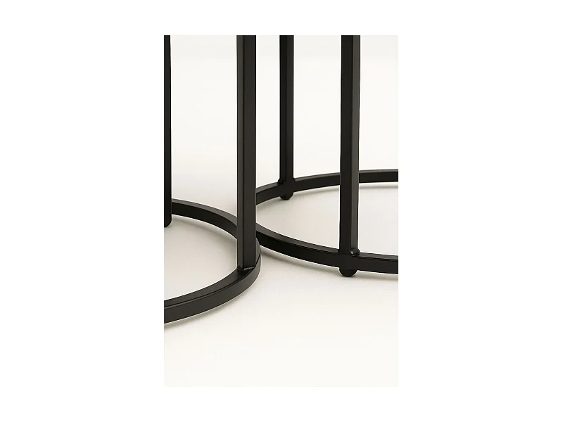 Mesas Auxiliares - Set 2 Mesas Centro Renty Negras - Madera oscura