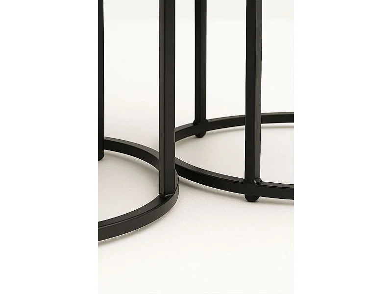 Mesas Auxiliares - Set 2 Mesas Centro Renty Negras - Madera oscura