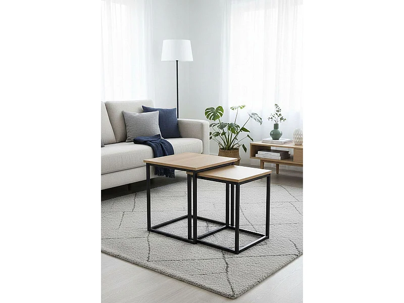 Mesas Auxiliares - Set 2 Mesas Centro Ceu - Marrón Claro