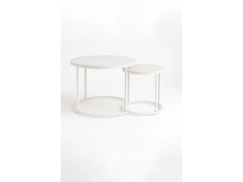 Mesas Auxiliares - Set 2 Mesas Centro Renty 80 - 48 cm - Blanco