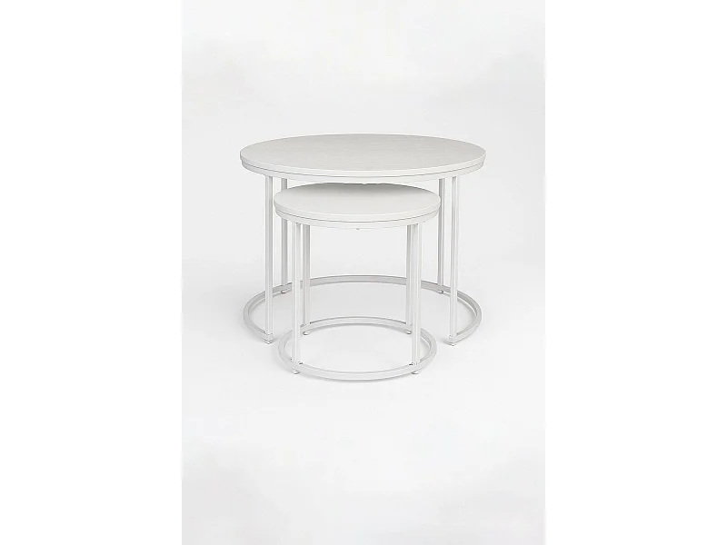 Mesas Auxiliares - Set 2 Mesas Centro Renty 80 - 48 cm - Blanco