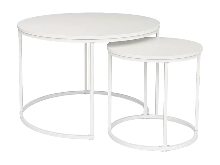 Mesas Auxiliares - Set 2 Mesas Centro Renty 80 - 48 cm - Blanco