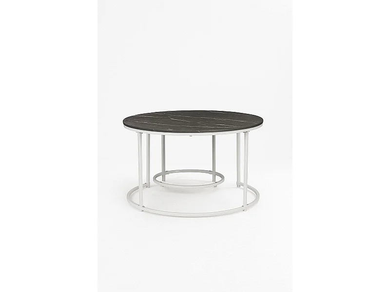 Mesas Auxiliares - Set 2 Mesas Centro Renty 80 - 48 cm - Mármol Negro