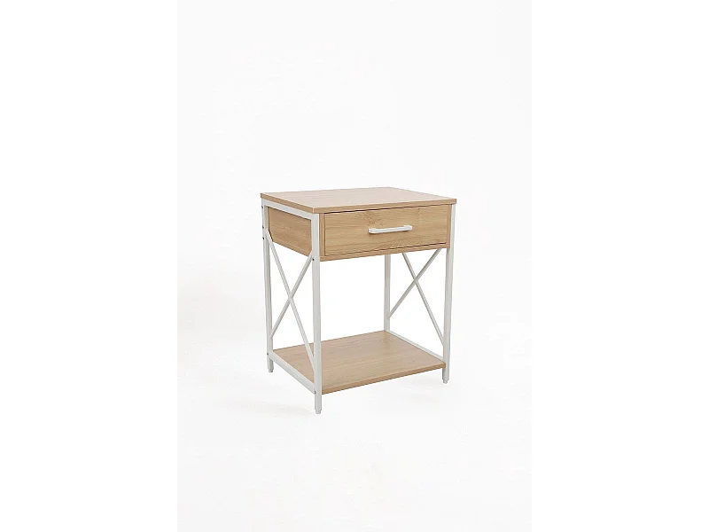 Mesas Auxiliares - Mesita de Noche con cajón Lesly - Blanco