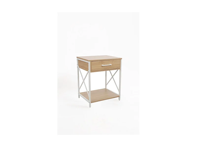 Mesas Auxiliares - Mesita de Noche con cajón Lesly - Blanco