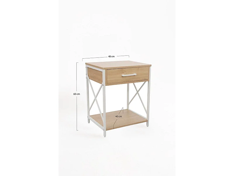 Mesas Auxiliares - Mesita de Noche con cajón Lesly - Blanco