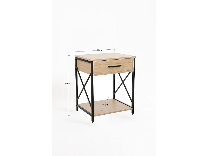 Mesas Auxiliares - Mesita de Noche con cajón Lesly - Negro