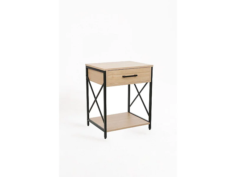 Mesas Auxiliares - Mesita de Noche con cajón Lesly - Negro