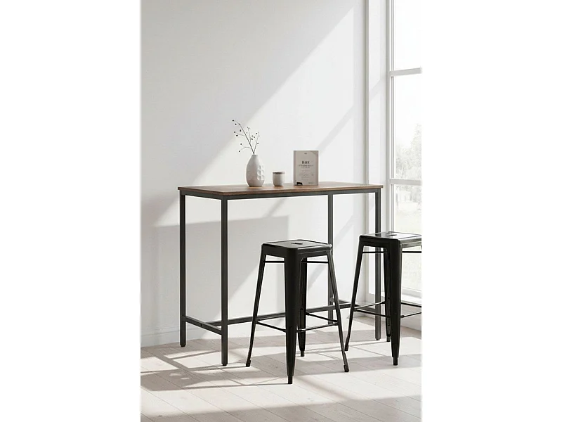 Mesas Bar - Mesa Biro Alta Rectangular - Madera oscura