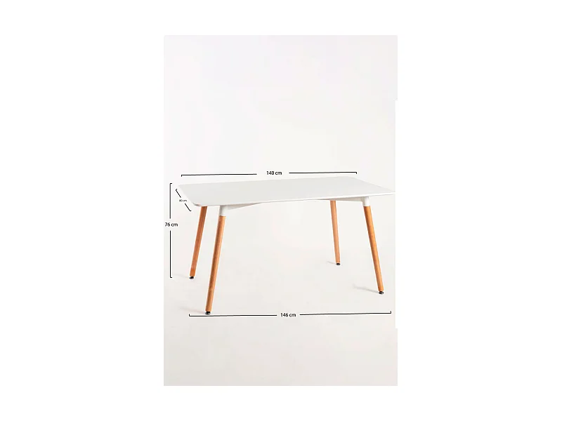 Estilo Nórdico - Mesa Tower Rectangular 140 x 80 cm - Blanco