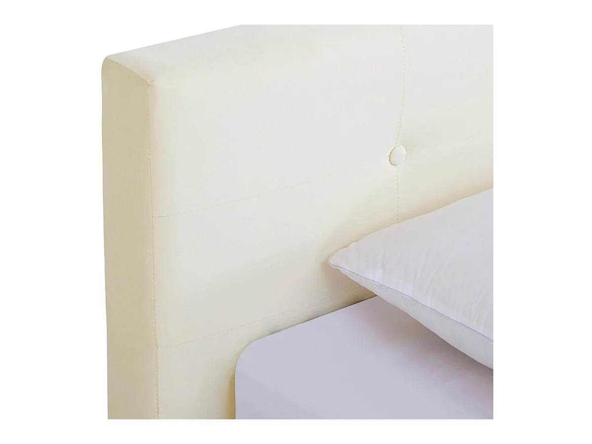 Ensemble Lit adulte 180x200cm avec tête de lit en velours beige - Milo + Matelas ressorts ensachés - Spring Elite