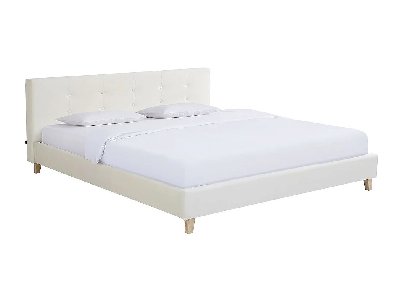 Ensemble Lit adulte 180x200cm avec tête de lit en velours beige - Milo + Matelas ressorts ensachés - Spring Elite