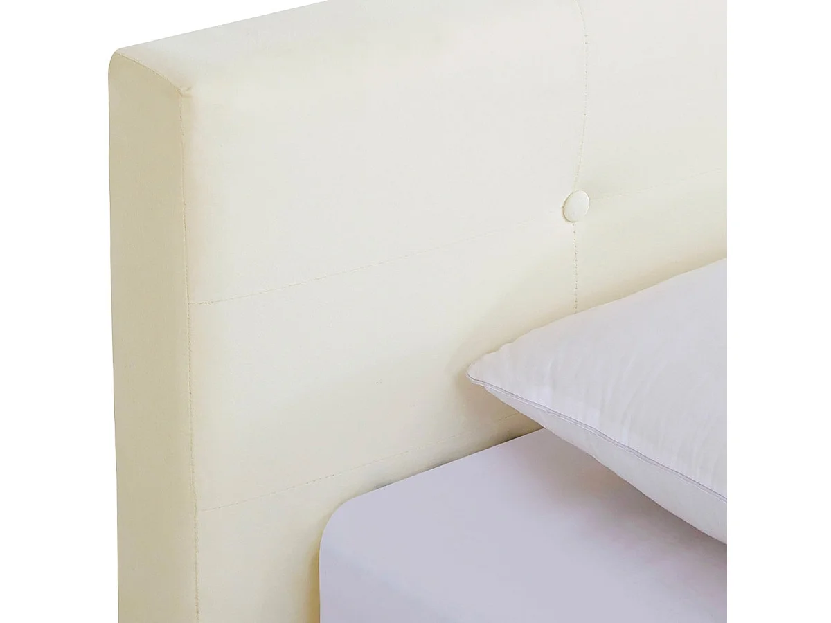 Ensemble Lit adulte 180x200cm avec tête de lit en velours beige - Milo + Matelas ressorts ensachés - Spring Elite