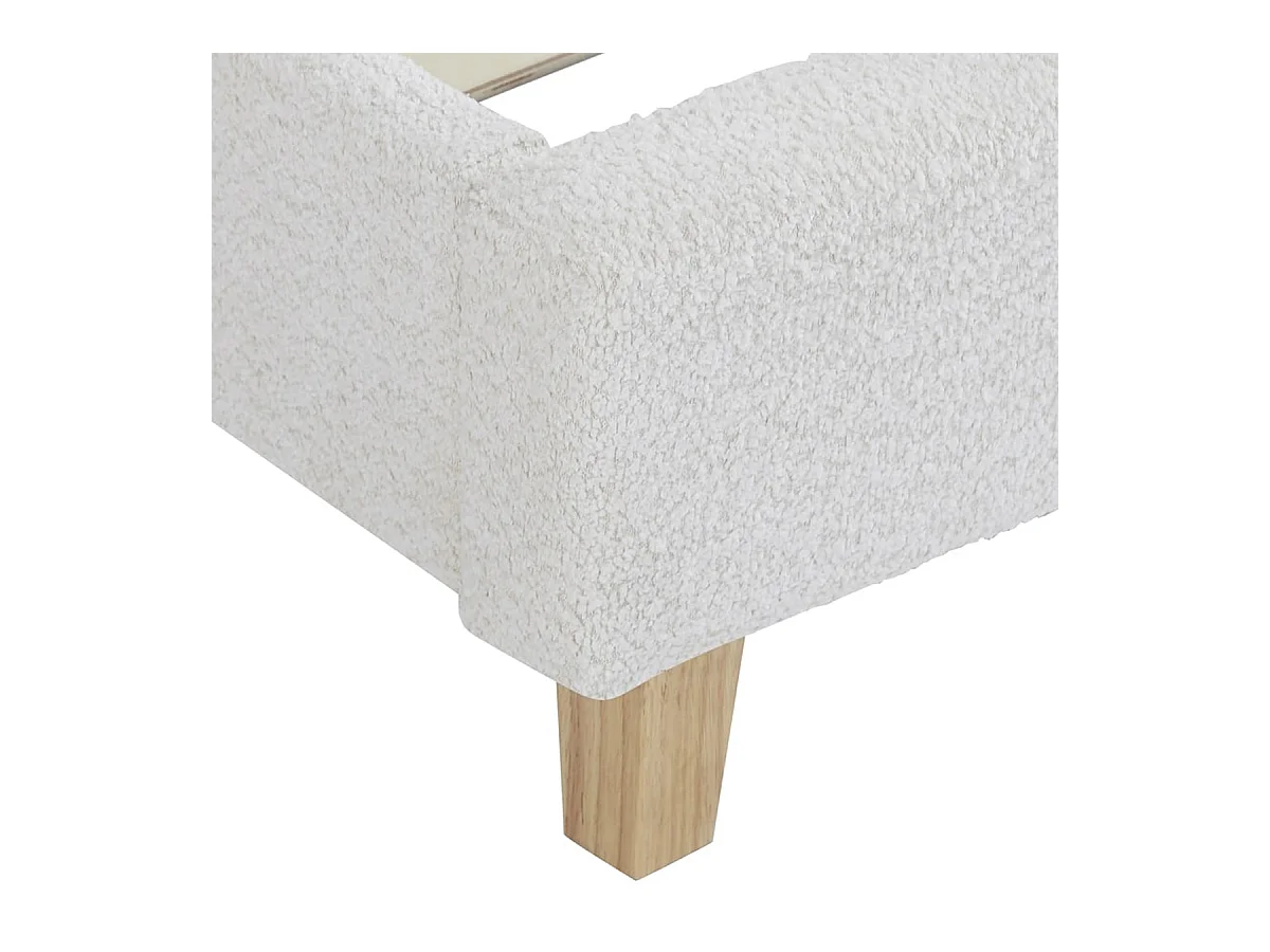 Ensemble Lit adulte 90x190cm avec tête de lit en tissu bouclé beige - Milo + Matelas mémoire de forme - Memo HR