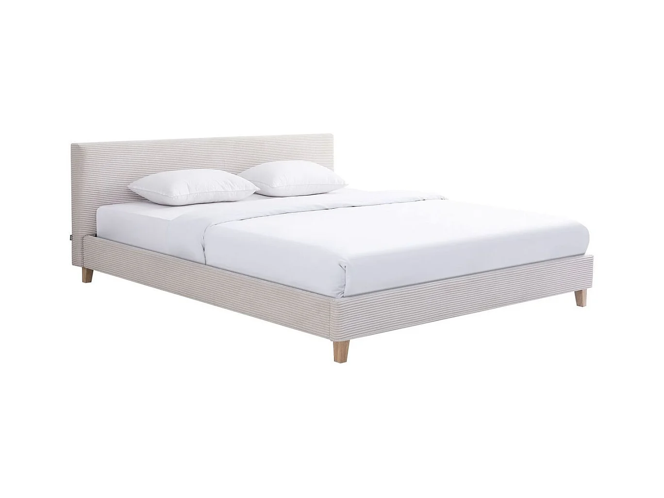 Ensemble Lit adulte 180x200cm avec tête de lit en velours beige - Milo + Matelas mémoire de forme - Dual Confort
