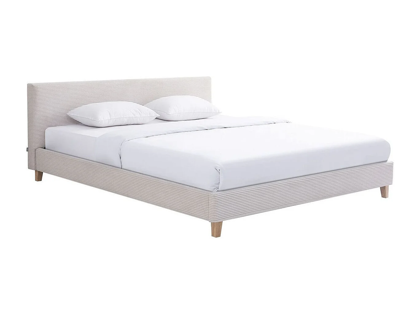 Ensemble Lit adulte 180x200cm avec tête de lit en velours beige - Milo + Matelas mémoire de forme - Dual Confort