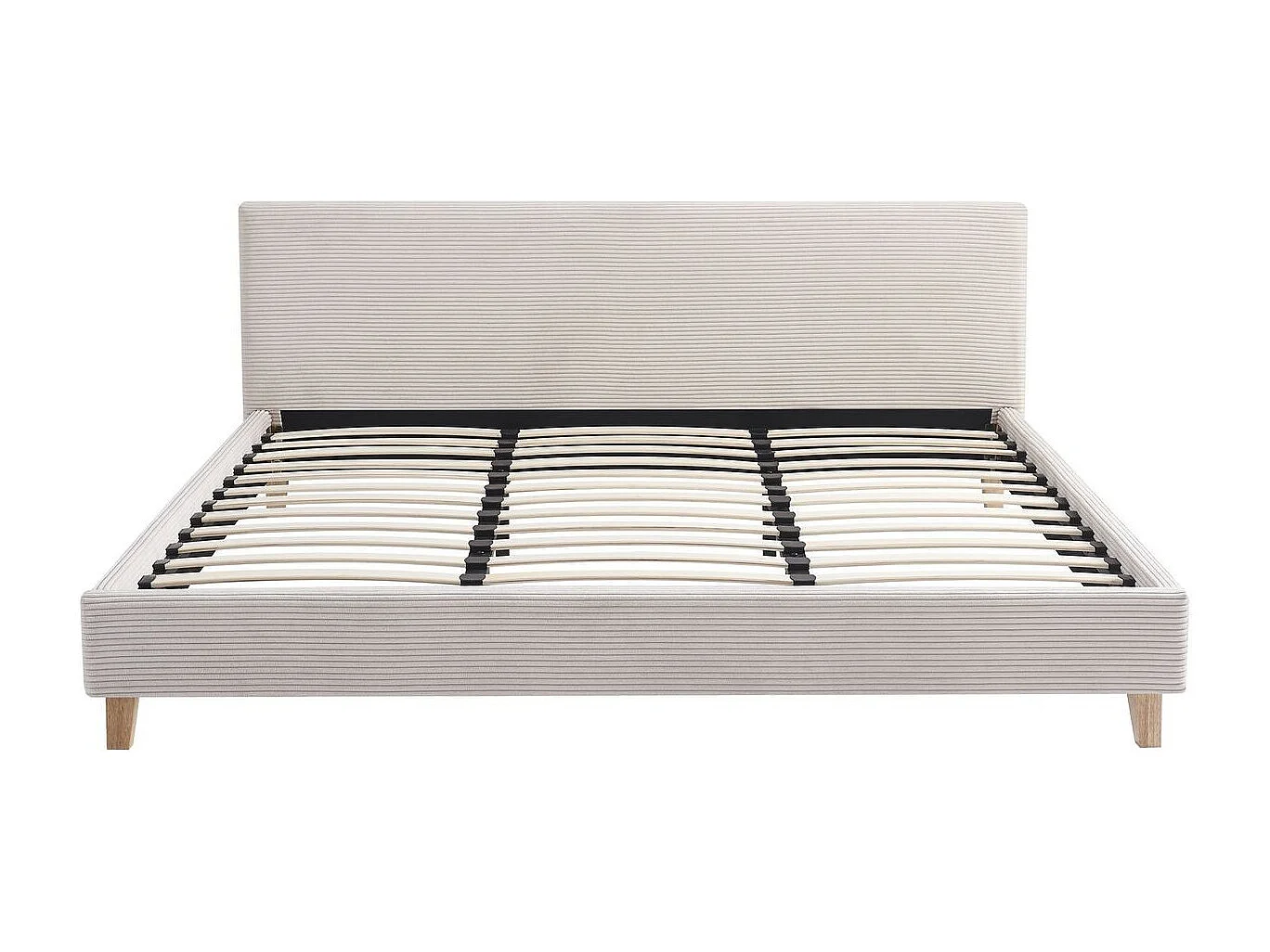 Ensemble Lit adulte 180x200cm avec tête de lit en velours beige - Milo + Matelas mémoire de forme - Dual Confort
