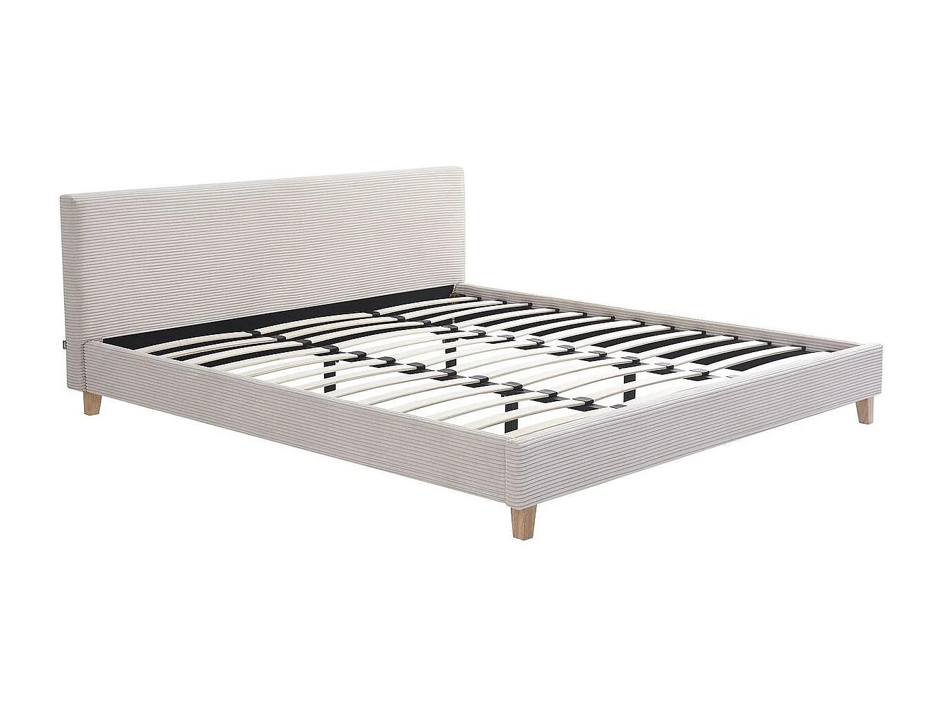 Ensemble Lit adulte 180x200cm avec tête de lit en velours beige - Milo + Matelas mémoire de forme - Dual Confort