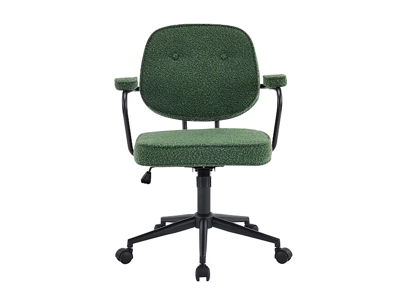 Fauteuil de bureau pivotant et réglable en hauteur en tissu bouclé vert - Ann