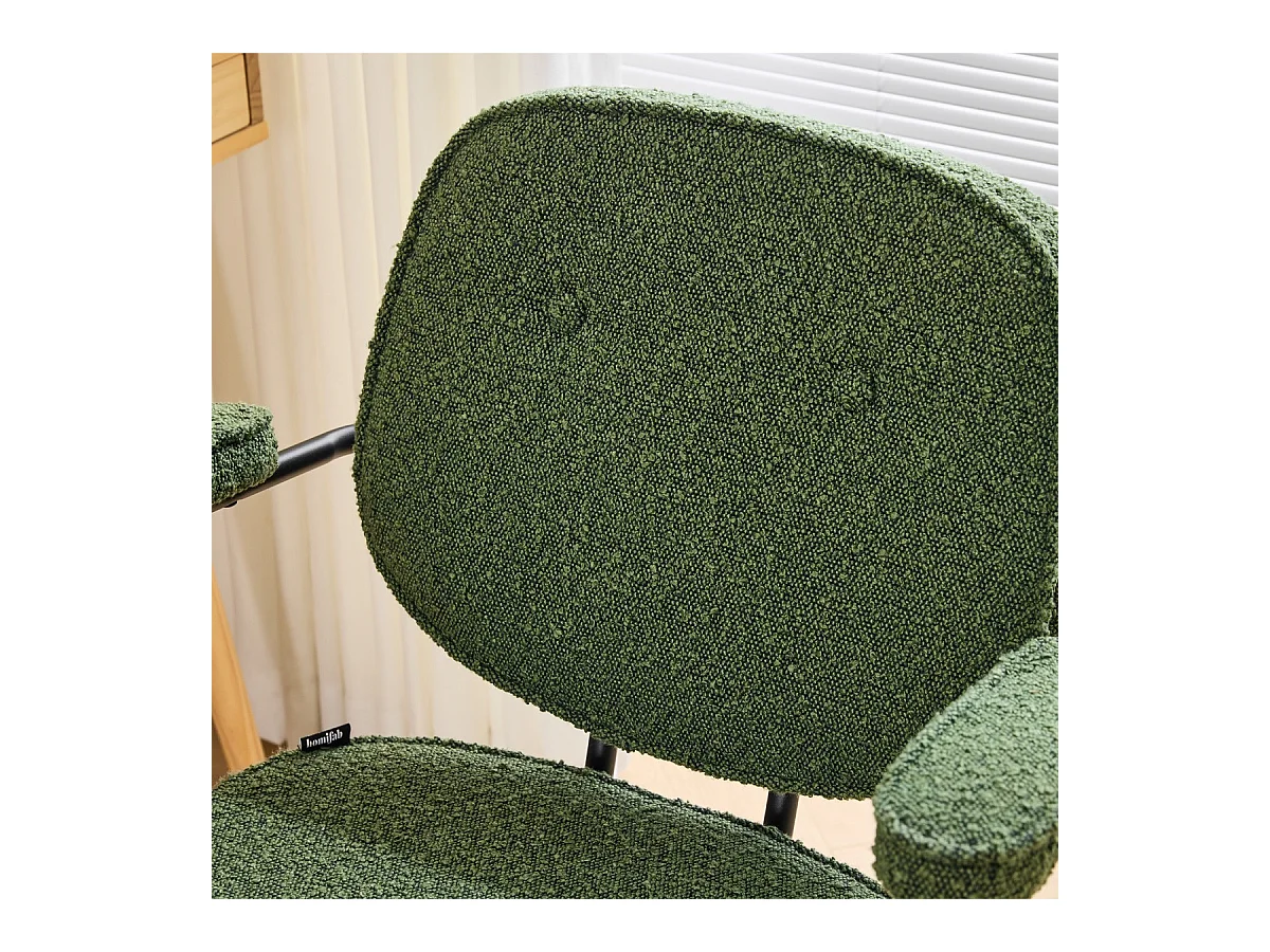 Fauteuil de bureau pivotant et réglable en hauteur en tissu bouclé vert - Ann