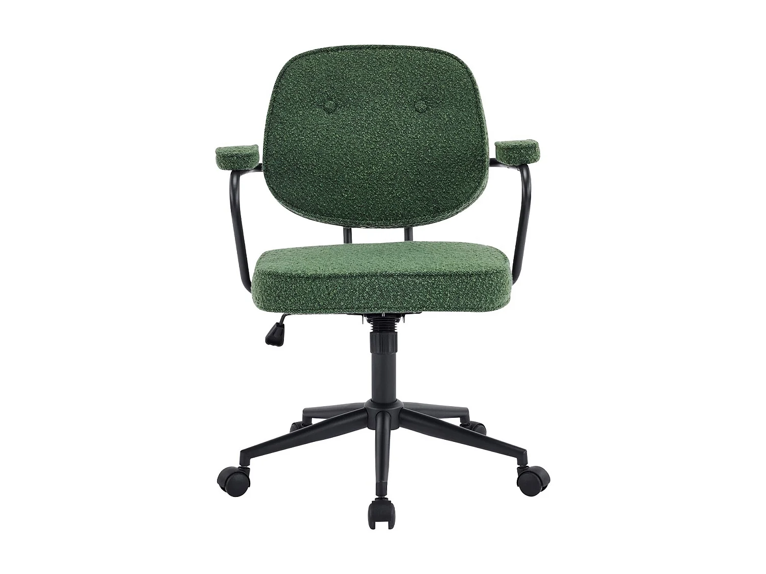 Fauteuil de bureau pivotant et réglable en hauteur en tissu bouclé vert - Ann