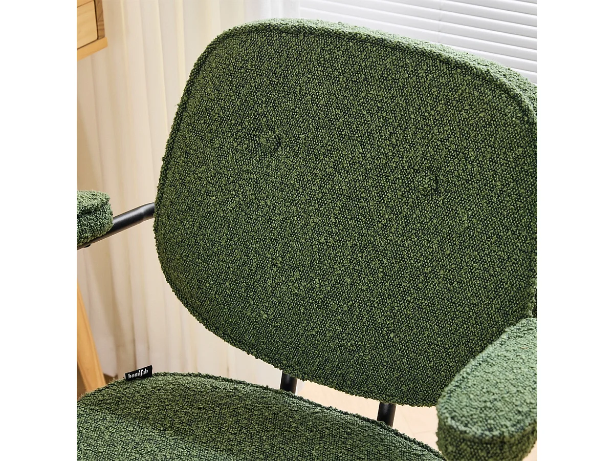 Fauteuil de bureau pivotant et réglable en hauteur en tissu bouclé vert - Ann