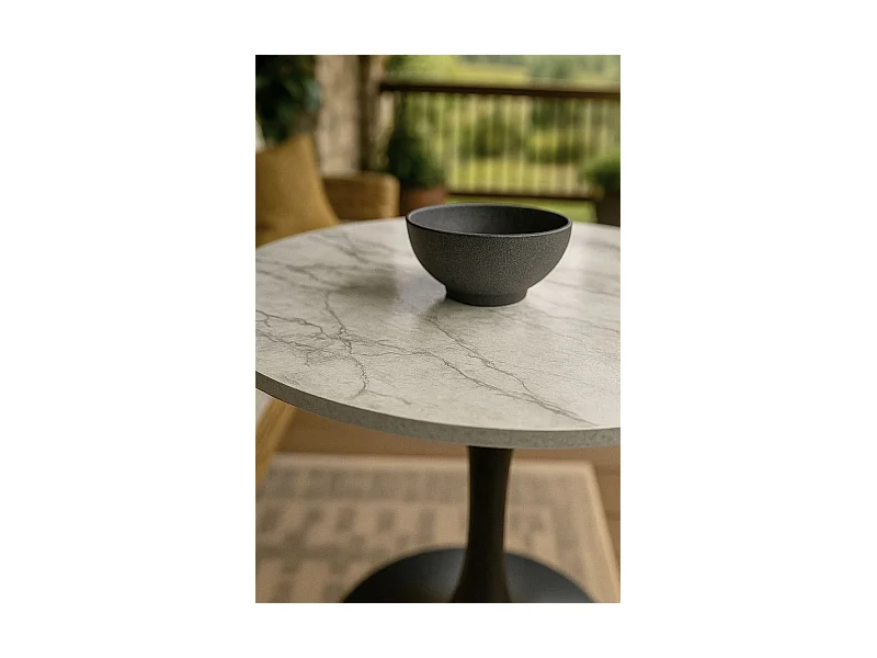 Estilo Nórdico - Mesa Kolio 80 cm Mármol - Negro