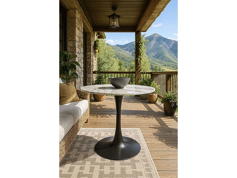 Estilo Nórdico - Mesa Kolio 80 cm Mármol - Negro