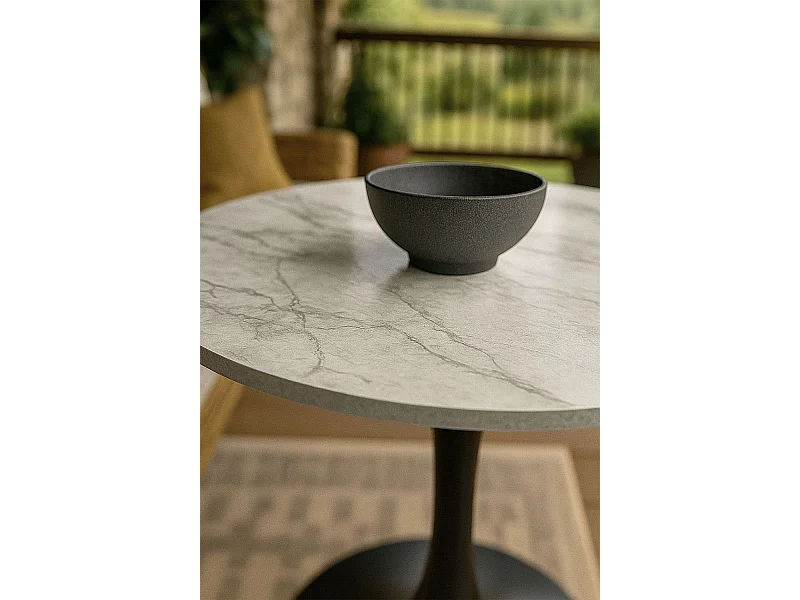 Estilo Nórdico - Mesa Kolio 80 cm Mármol - Negro