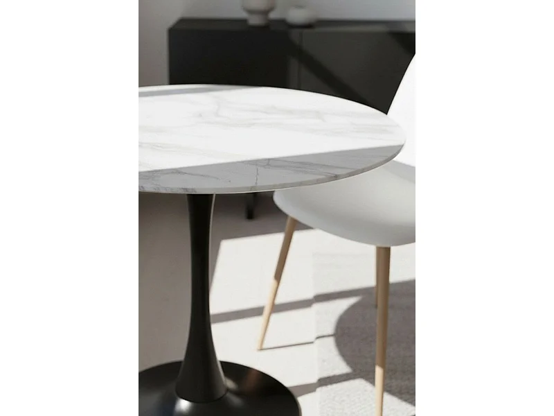 Estilo Nórdico - Mesa Kolio 80 cm Mármol - Negro