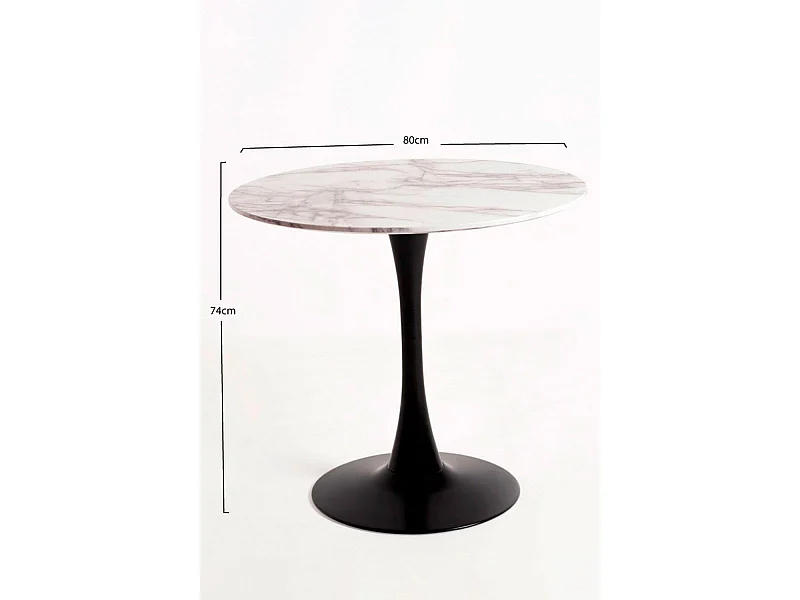 Estilo Nórdico - Mesa Kolio 80 cm Mármol - Negro