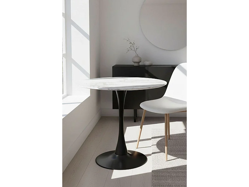 Estilo Nórdico - Mesa Kolio 80 cm Mármol - Negro