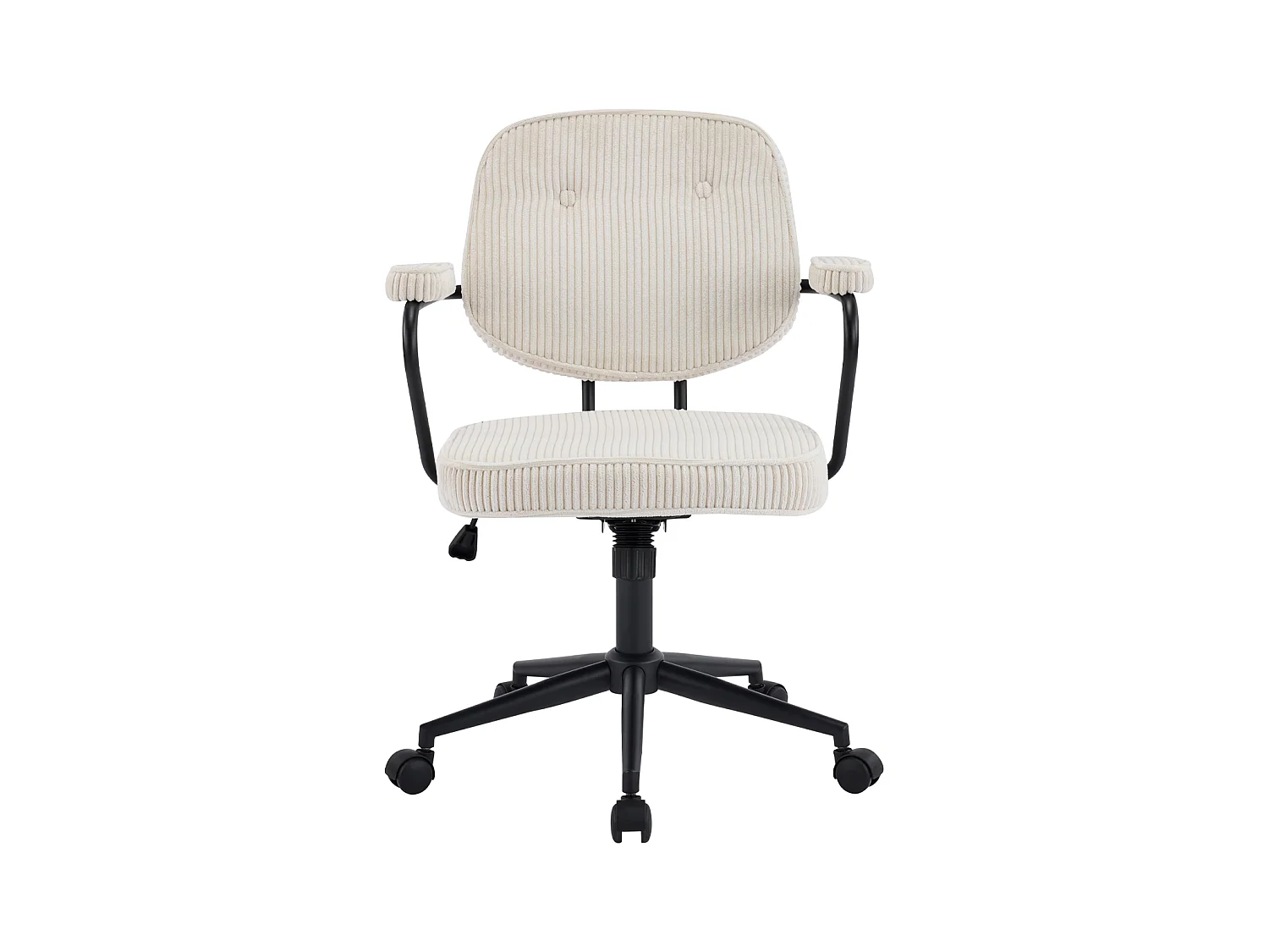 Fauteuil de bureau pivotant et réglable en hauteur en velours côtelé beige - Ann