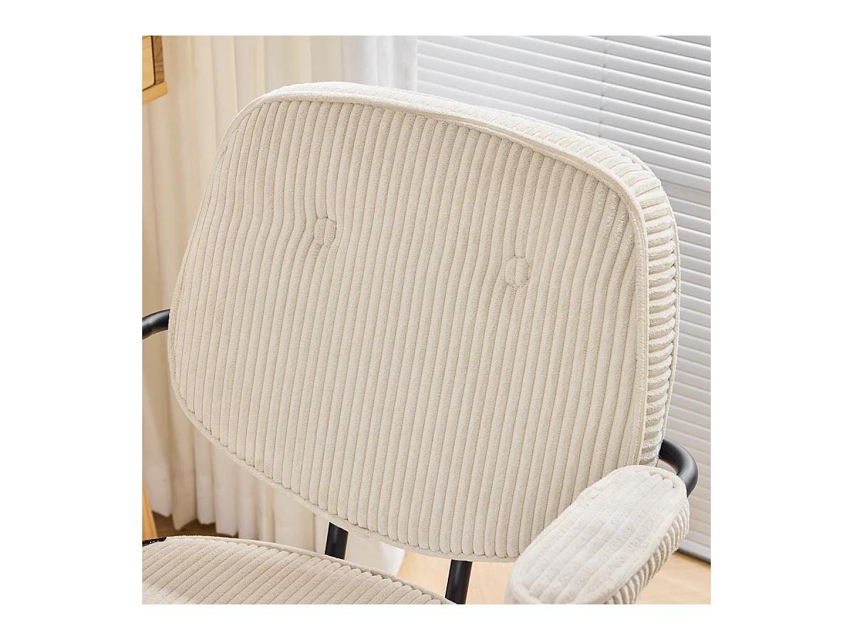 Fauteuil de bureau pivotant et réglable en hauteur en velours côtelé beige - Ann