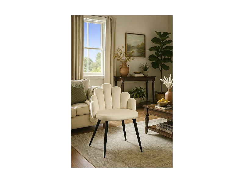 Sillas Comedor - Silla Hand Terciopelo Patas Negras - Beige