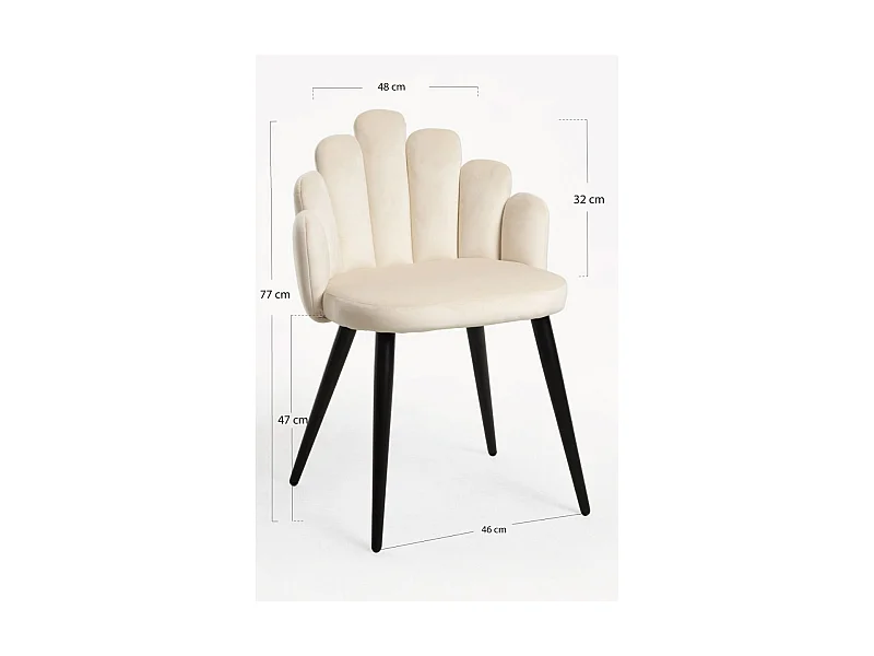 Sillas Comedor - Silla Hand Terciopelo Patas Negras - Beige