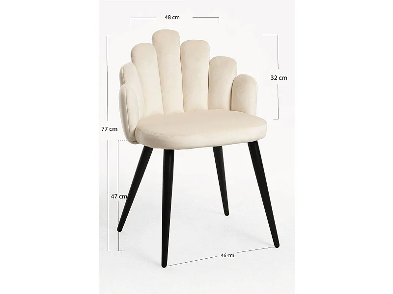 Sillas Comedor - Silla Hand Terciopelo Patas Negras - Beige