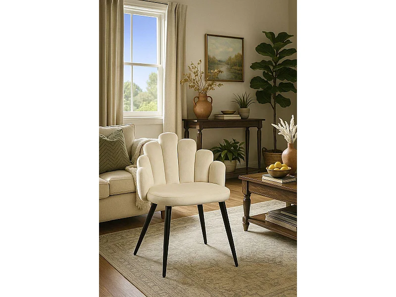 Sillas Comedor - Silla Hand Terciopelo Patas Negras - Beige