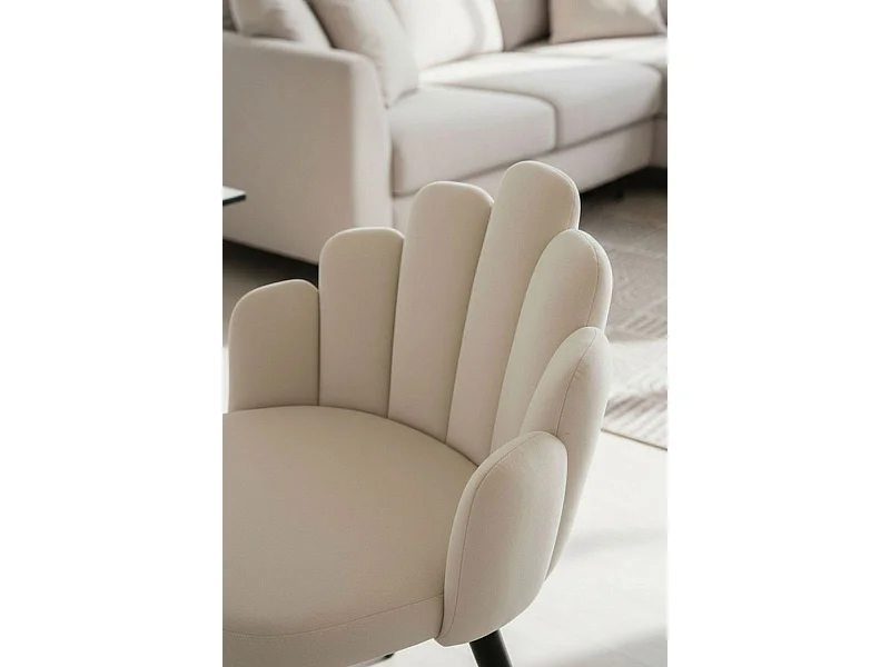 Sillas Comedor - Silla Hand Terciopelo Patas Negras - Beige
