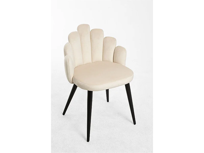 Sillas Comedor - Silla Hand Terciopelo Patas Negras - Beige