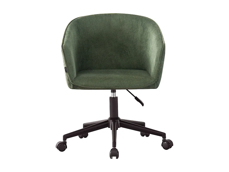 Fauteuil de bureau pivotant et réglable en hauteur en velours côtelé vert kaki - Marlo
