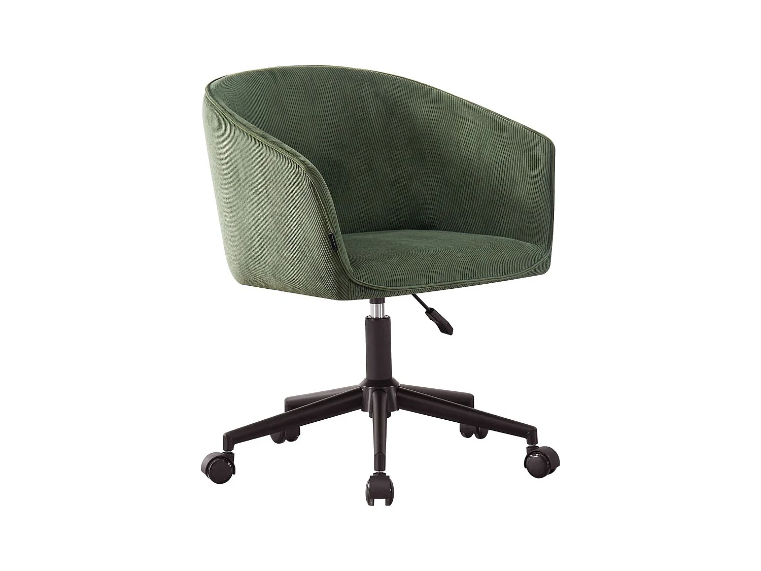 Fauteuil de bureau pivotant et réglable en hauteur en velours côtelé vert kaki - Marlo