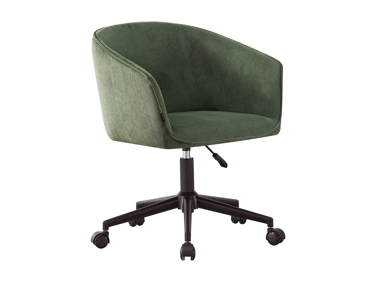 Fauteuil de bureau pivotant et réglable en hauteur en velours côtelé vert kaki - Marlo