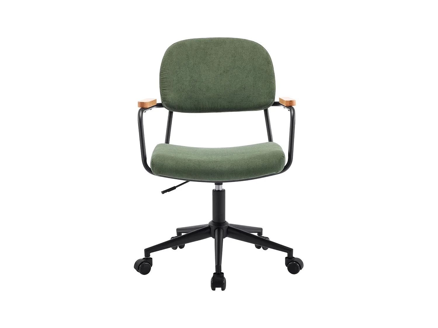 Fauteuil de bureau pivotant et réglable en hauteur en velours côtelé vert kaki - Gianni