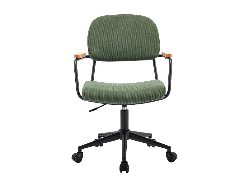 Fauteuil de bureau pivotant et réglable en hauteur en velours côtelé vert kaki - Gianni