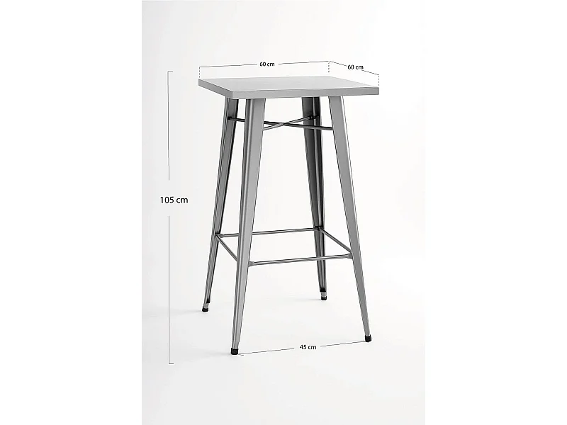 Mesas Bar - Mesa Torix Alta Cuadrada 60 cm - Gris metalizado